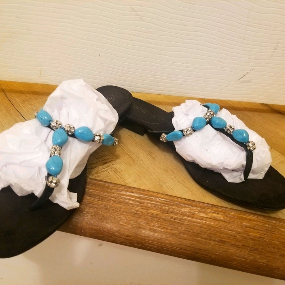 Talbots turquoise flip flops